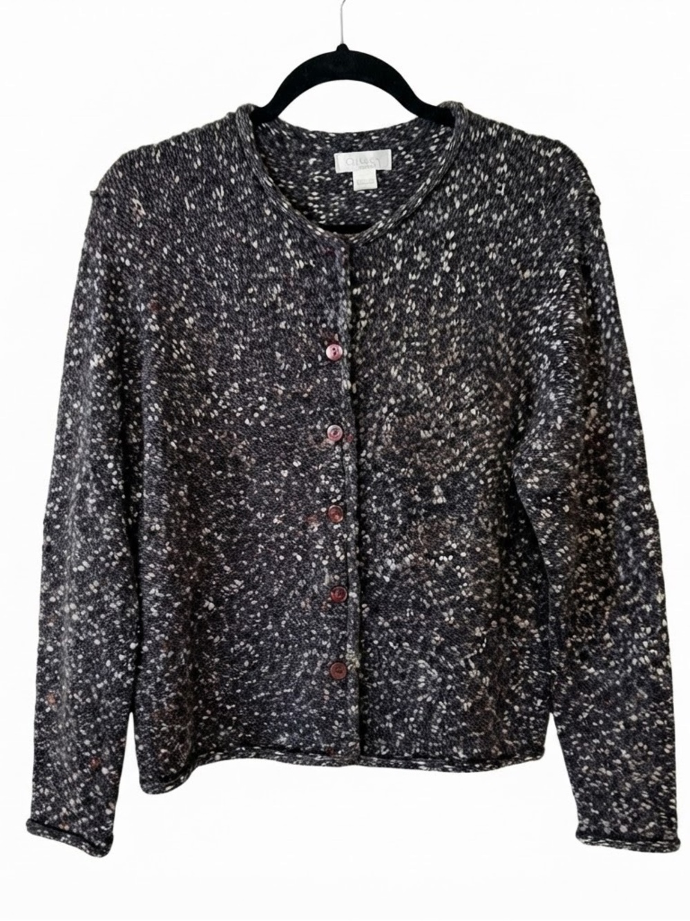Christopher & Banks Heathered Plum Button-Front Cardigan